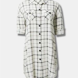 torrid Black & White Plaid Button-Up Shirt Dress